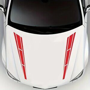 #584 2pcs Sports Car Hood Vinyl Stickers, Geometric Stripe Pattern